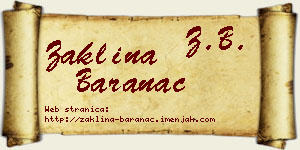 Žaklina Baranac vizit kartica
